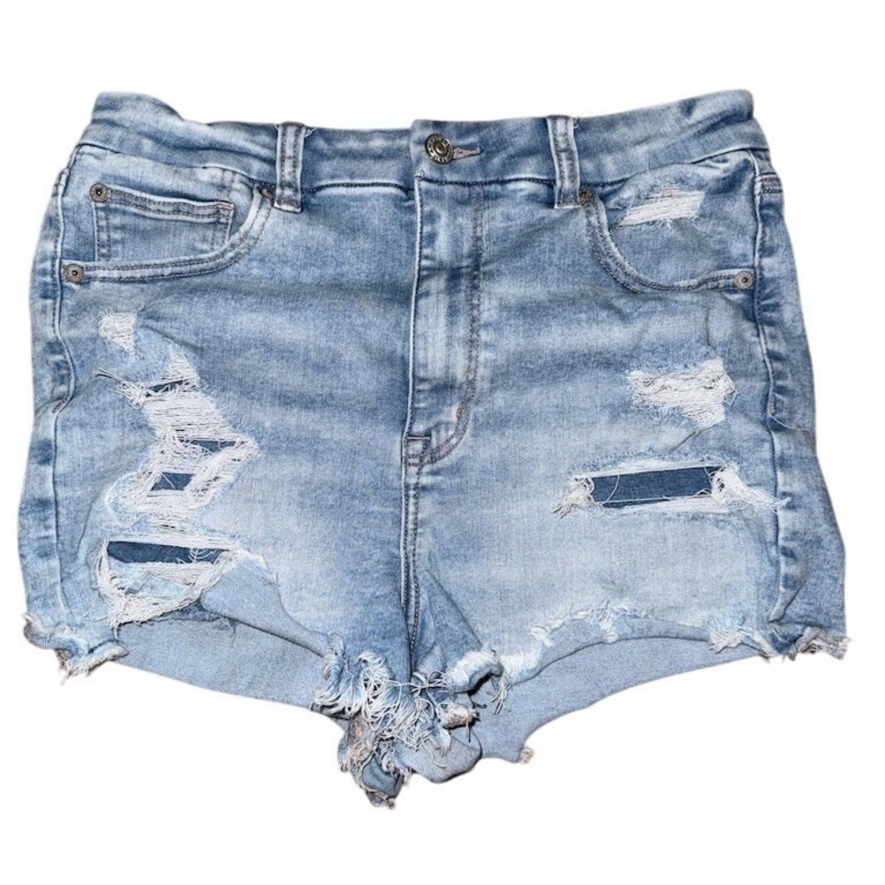 American Eagle Denim Shortie Shorts Womens 8 Light‎ Wash Blue Hi-Rise hot pants
